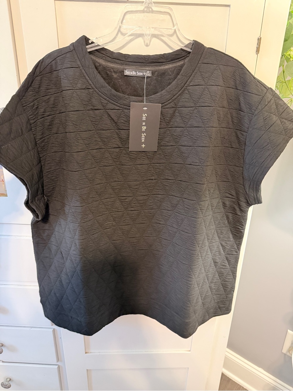 Black Quilted Short-Sleeve Tee